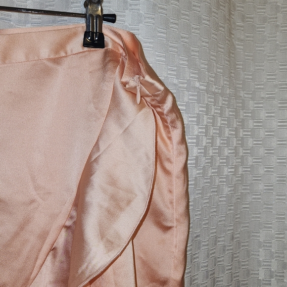 NWT Sugar Thrillz Balletcore Pink Silky Wrap Skirt Zippered Women's Satin - Picture 3 of 5